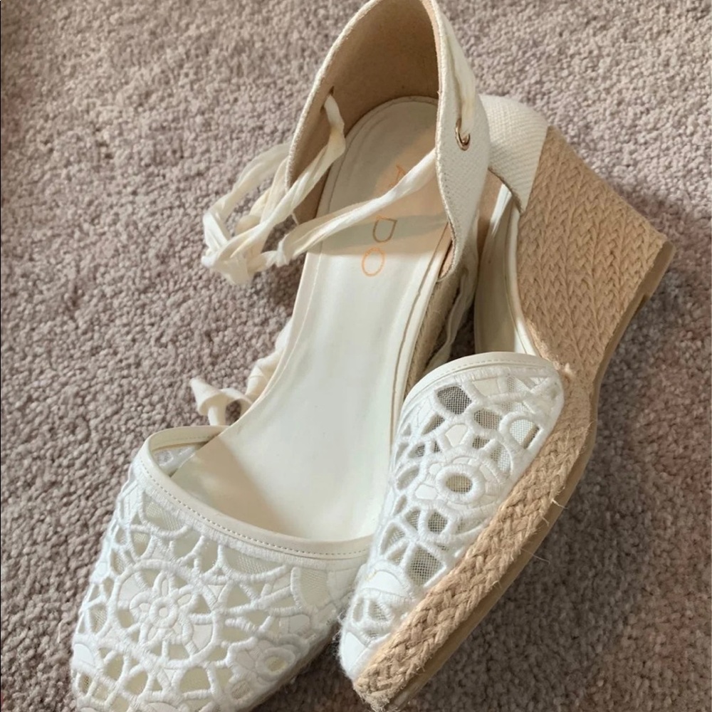 Aldo white espadrille wedges